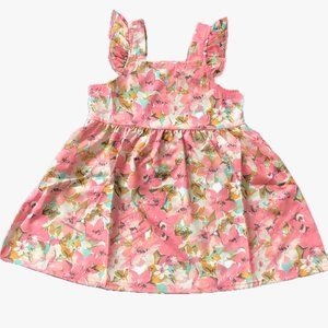 Unbranded Boutique Girls Spring/Summer Dress Pink White Flowers Sz 90 (1-2Y)
